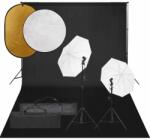 vidaXL Set studio foto cu lumină, fundal și reflector (3094661)