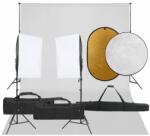 vidaXL Kit studio foto cu set de lumini, fundal și reflector (3094760)
