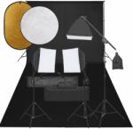 vidaXL Kit studio foto cu set de lămpi, fundal și reflector (3094689)
