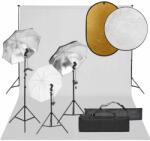 vidaXL Kit studio foto cu set de lumini, fundal și reflector (3094723)