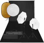 vidaXL Set studio foto cu set de lumini, fundal și reflector (3094664)