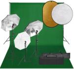vidaXL Set studio foto cu lumină, fundal și reflector (3094721)