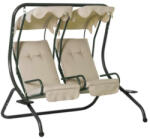 AOSOM Hintaágy 2 személyes kerti ülőgarnitúra bézs 170x136x170 cm