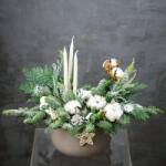ImodFlowers Aranjament Masa de Craciun cu Flori de Bumbac