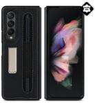 Gigapack Samsung Galaxy Z Fold3 5G (SM-F926) műanyag telefonvédő (valódi bőr hátlap, közepesen ütésálló) fekete (GP-110625)