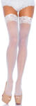 Leg Avenue Nylon zokni csipkével, fehér