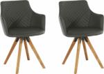  Set 2 scaune Lisabon piele naturala antracit 59/62/84 cm (15661944)