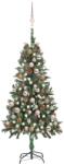 vidaXL Műkarácsonyfa LED fényekkel gömb szettel és tobozokkal 150 cm (3077847)