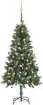 vidaXL Műkarácsonyfa LED fényekkel és gömb szettel 150 cm (3077799)