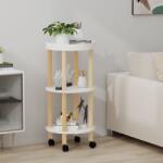 vidaXL Masă cărucior 3 niveluri alb 38x38x82cm lemn prelucrat/lemn pin (345600)