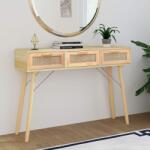 vidaXL Masă consolă maro 105x30x75 cm lemn masiv pin și ratan natural (345629)
