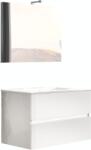Savini Set mobilier de baie Easy 80/00, dulap suspendat, culoare alba cu lavoar 80 cm, oglinda 210 si lampa Venus