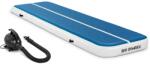 Gymrex Felfújható tornaszőnyeg készlet pumpával - 400 x 100 x 20 cm - 200 kg - kék/fehér (GR-ATM5-SET)