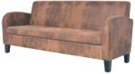 vidaXL Canapea cu 3 locuri, velur artificial, maro (245586) Canapea