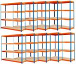 Fistar PROMOTIE - Pachet : 10x Raft 168x160x60 cm PROFESIONAL lăcuit cu 4 polite, portanta 1600 kg - ALBASTRU-PORTOCALIU Raft
