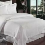 HomePuls Cearsaf de pat 2 persoane king size Damasc Bumbac 100% tip Hotel cu dunga 1 cm, 240x260 cm, Alb