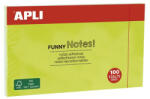 APLI Öntapadó jegyzettömb, 125x75 mm, 100 lap, APLI "Funny", zöld (LNP15004) - onlinepapirbolt