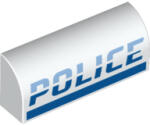 LEGO® 6191pb023c1 - LEGO fehér kocka 1 x 4 x 1 1/3 méretű sima, íves tetővel, kék 'POLICE' felirattal (6191pb023c1)