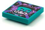 LEGO® 3068bpb1586c39 - LEGO sötét türkiz csempe 2 x 2 méretű, kék, fejhallgatós minifigura mintával (3068bpb1586c39)