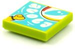 LEGO® 3068bpb1583c34 - LEGO lime csempe 2 x 2 méretű, egy minifigura kéz és egy röplabda mintával (3068bpb1583c34)