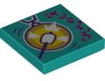 LEGO® 3068bpb1545c39 - LEGO sötét türkiz csempe 2 x 2 méretű, gong mintával (3068bpb1545c39)