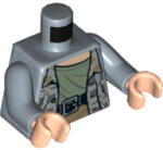 LEGO® 973pb4033c01c55 - LEGO homokkék minfigura felső test, dzseki és zöld póló mintával (973pb4033c01c55)