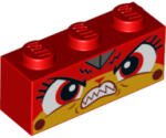 LEGO® 3622pb111c5 - LEGO piros kocka 1 x 3 méretű mérges Csoda Kitty arccal (3622pb111c5)