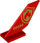 LEGO® 6239pb093c5 - LEGO piros függőleges vezérsík 2 x 3 alapon, arany tűzoltó logóval, és sorszámmal (6239pb093c5)