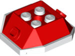 LEGO® 73715pb01c1 - LEGO fehér kocka 4 x 4 méretű, 4 oldalon lecsapott teknőspáncéloldalán 2 pin csatlakozóval, piros festéssel (73715pb01c1)