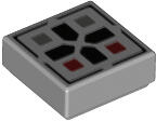 LEGO® 3070bpb096c86 - LEGO világosszürke csempe 1 x 1 méretű, fekete kereszt, sötét piros és kék mintával (3070bpb096c86)