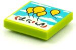 LEGO® 3068bpb1572c34 - LEGO lime csempe 2 x 2 méretű, négy sárga lufi mintával (3068bpb1572c34)