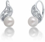 JwL Luxury Pearls Gyönyörű ezüst fülbevalók valódi fehér gyöngyből JL0706