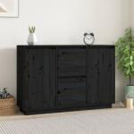 vidaXL Servantă, negru, 111x34x75 cm, lemn masiv de pin (814313) Comoda