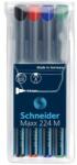 Schneider Universal permanent marker SCHNEIDER Maxx 224 M, varf 1mm, 4 culori/set - (N, R, A, V) (S-1208) - officeclass