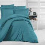 HomePuls Cearsaf de pat 2 persoane Damasc Bumbac 100% tip Hotel cu dunga 1 cm, 220x240 cm, Turcoaz