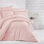 HomePuls Cearsaf de pat 2 persoane Damasc Bumbac 100% tip Hotel cu dunga 1 cm, 220x240 cm, Roz Pudra