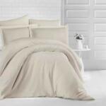 HomePuls Cearsaf de pilota 1 persoana Damasc Bumbac 100% tip Hotel cu dunga 1 cm, 140x220 cm, Bej Cappuccino
