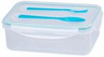 Magic home Cutie/caserola alimente, plastic, etansa, albastru, 1 compartiment, cu lingura si furculita, 1.5 L, 22x15.2x7.6 cm, MagicHome (801752)