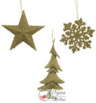  Akasztós Karácsonyi Dísz Glitteres Arany 10-15cm