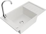 Mexen Elias, 1 kamrás gránit mosogató csepptálcával 80x48 cm, konyhai csaptelep Telma, fehér, 6511-20-670200-00 (6511-20-670200-00)