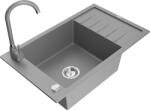 Mexen Elias, 1 kamrás gránit mosogató csepptálcával 80x48 cm konyhai csaptelep Telma, szürke, 6511-71-670200-71 (6511-71-670200-71)