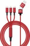 Smrter Hydra ULTRA 5in1 USB-A/USB-C apa - Micro USB/USB-C/Lightning apa 2.0 Adat és töltőkábel - Piros (1.2m) (SMRTER_HYDRA_ULT_RD)