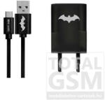  USB kábel DC - Batman 002 Type-C adatkábel hálózati töltővel 1m fekete 1A - mobiltelefon-tartozek