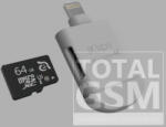  ADAM elements iKlips miREADER 4K Lightning-microUSB kártyaolvasó + kábel, fehér