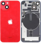 Apple iPhone 14 - Hátsó üveg + Kamera lencse + Fémlemez + Magsafe mágnes (Red), Red