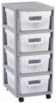 Keter INFINITY 4x11L fiókos tároló 36 x 29, 5 x 65, 5 cm DOTS, fehér 231556 (04356-Y36) (231556)