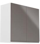 TEMPO KONDELA Felsőszekrény, fehér/szürke extra magasfényű, AURORA G80