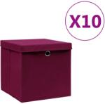 vidaXL Cutii de depozitare cu capac, 10 buc. , roșu închis, 28x28x28cm (325202)