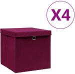 vidaXL Cutii depozitare cu capac, 4 buc. , roșu închis, 28x28x28 cm (325200)