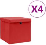 vidaXL Cutii depozitare cu capace, 4 buc. , roșu, 28x28x28 cm (325220)